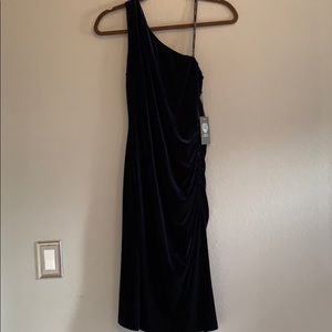 Cocktail velvet navy blue dress
